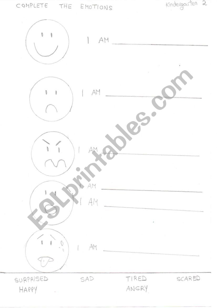 Emotions worksheet