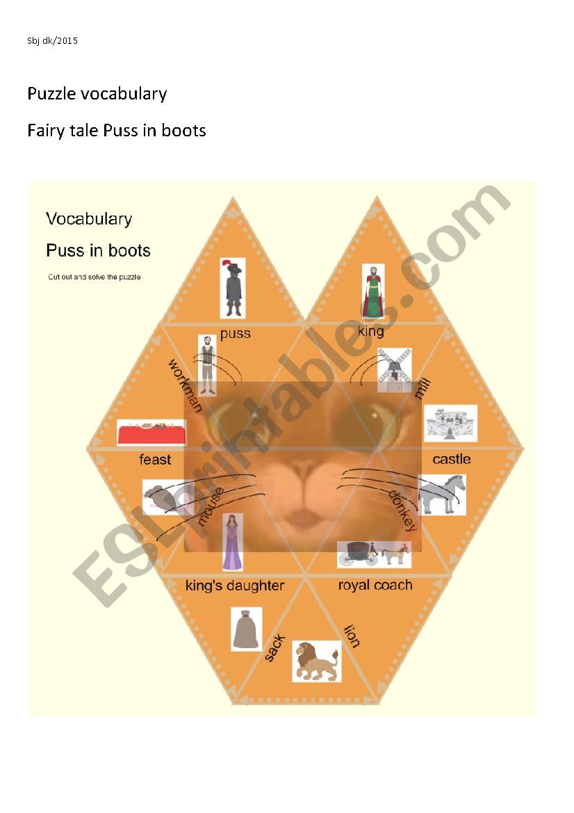 Puzzle Puss in boots worksheet