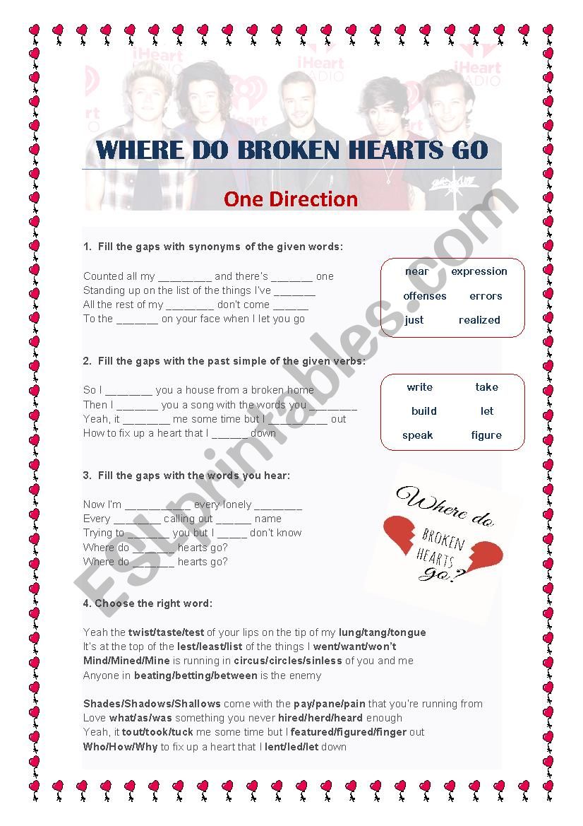 Song: Where do broken hearts go - One Direction