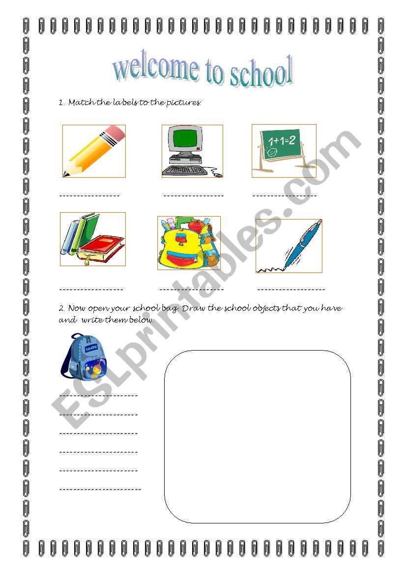 Welcome to School worksheet