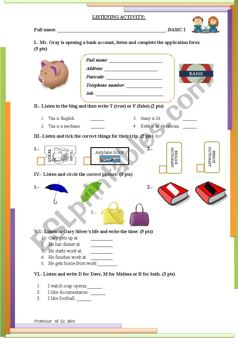 Listening Activity1 worksheet