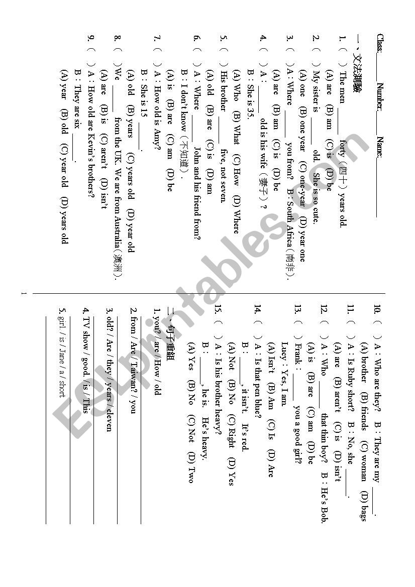 Grammar Exercise worksheet