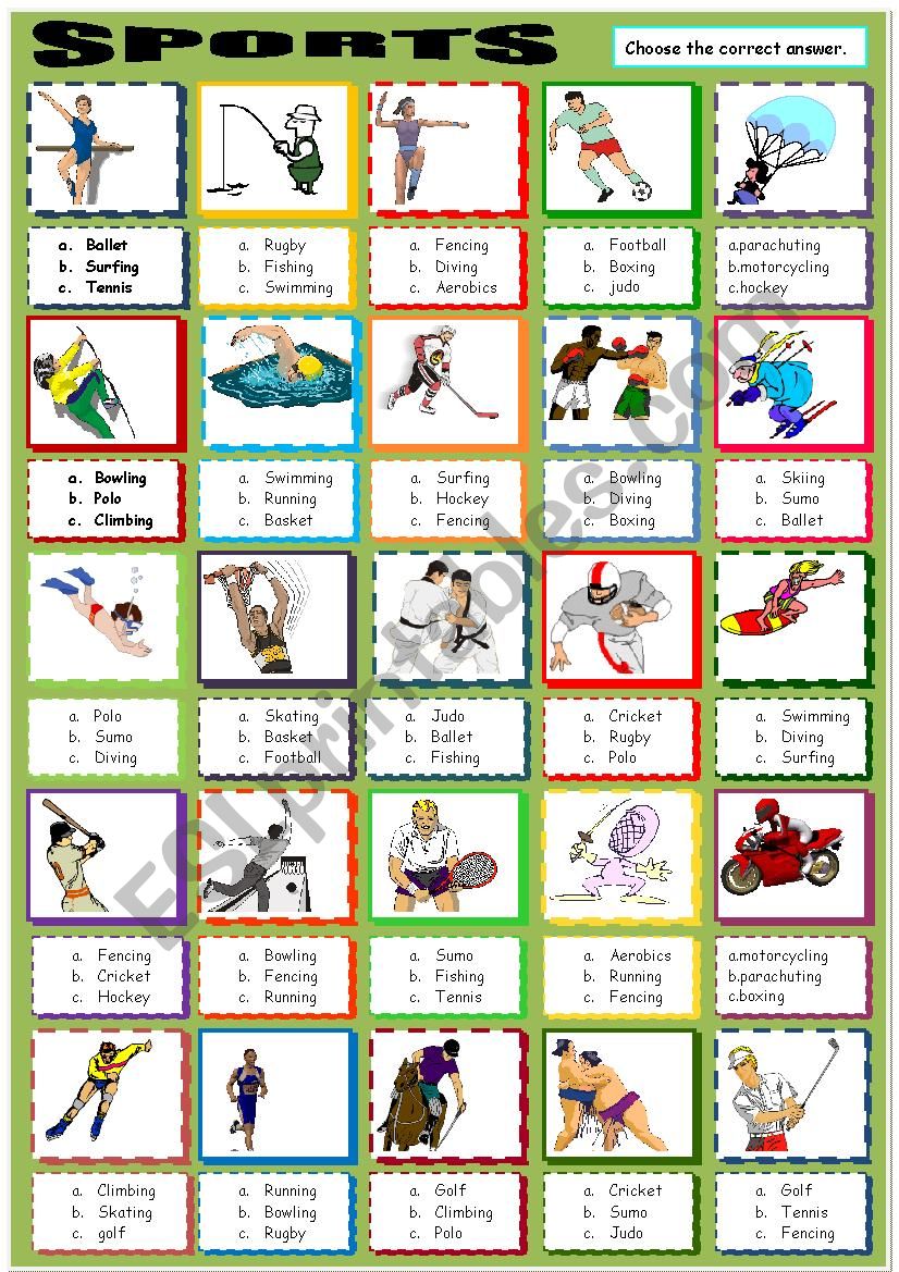 SPORTS MULTIPLE CHOICE worksheet