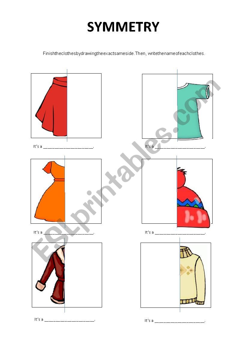 Clothes - symmetry worksheet