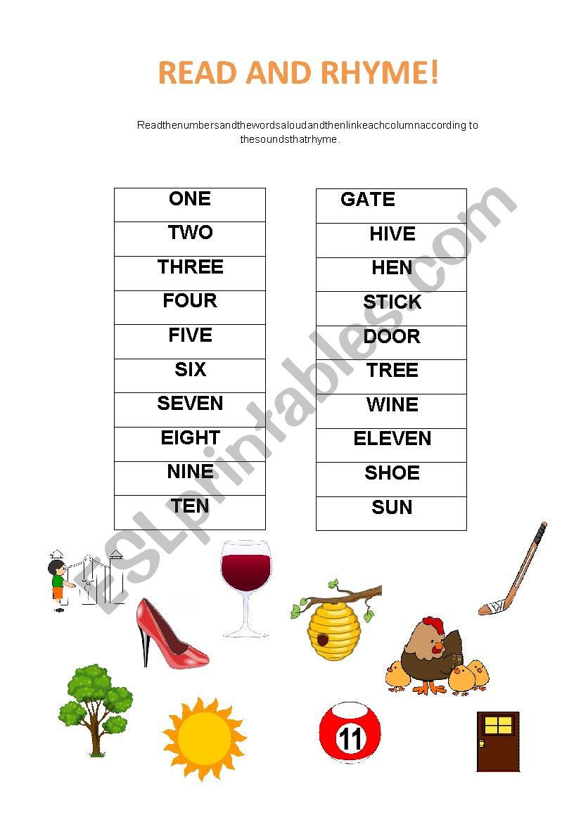 Read and rhyme! worksheet