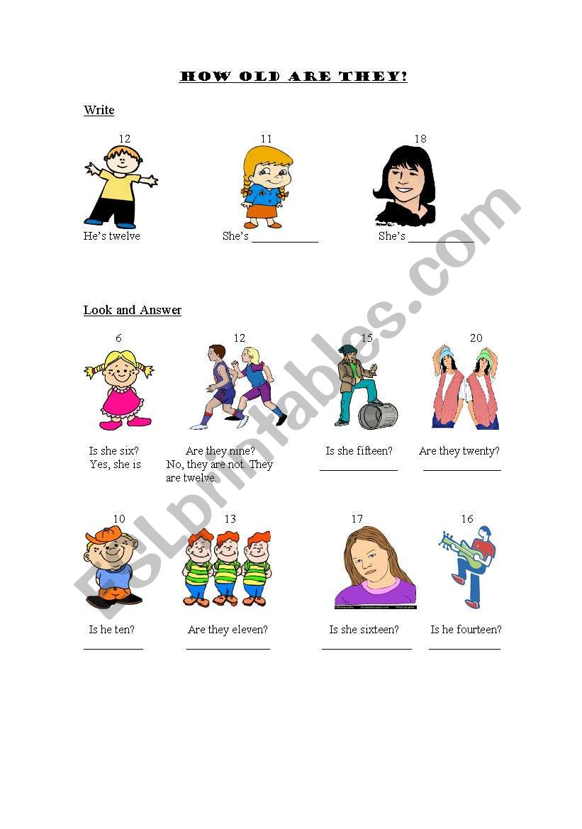 HOW OLD ARE THEY? worksheet