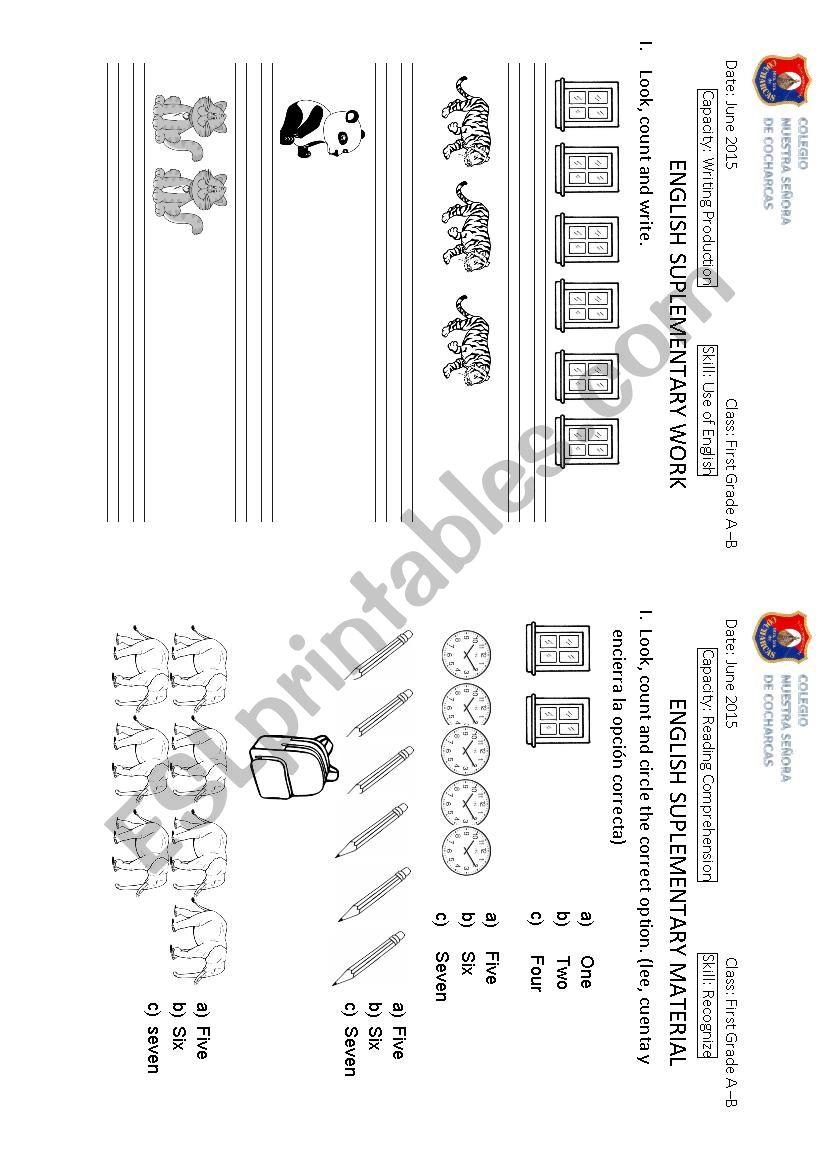 Count and write worksheet