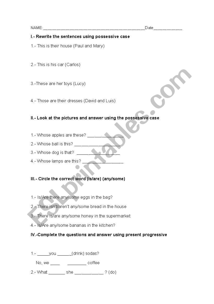 presentations worksheet