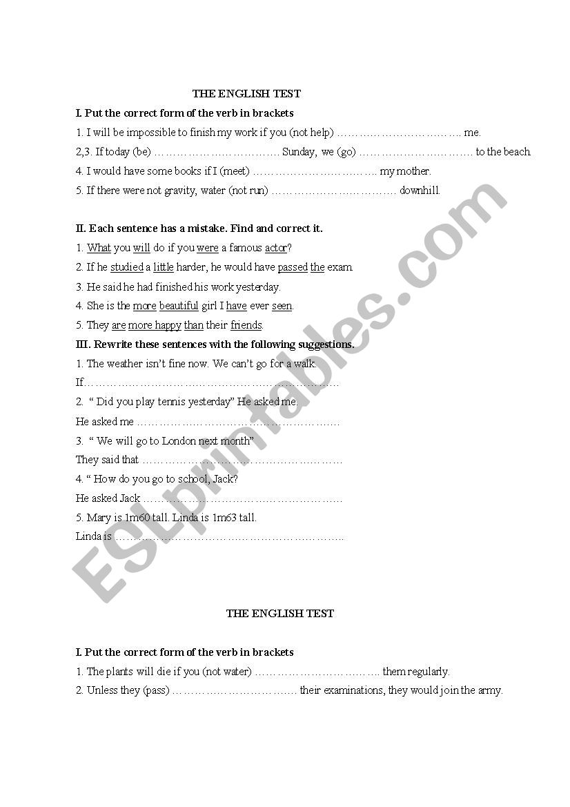 conditional  worksheet