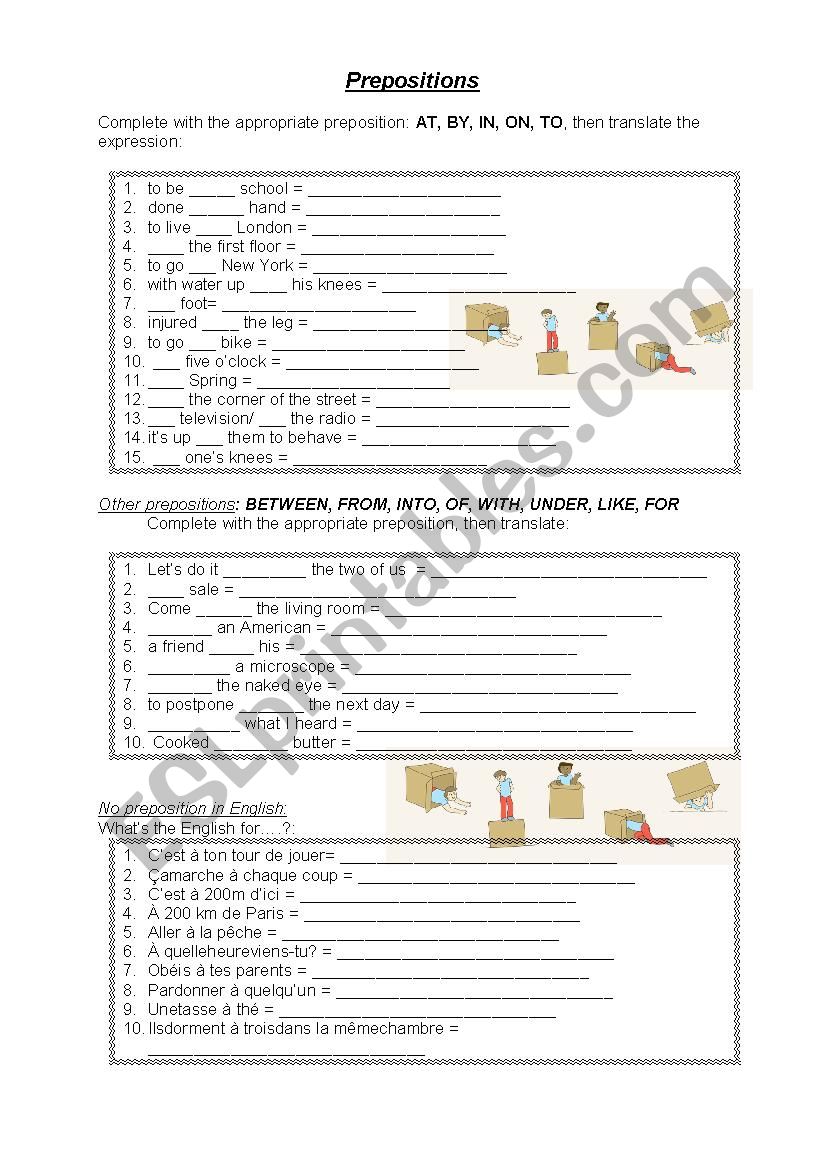 Prepositions: IN ON AT and others