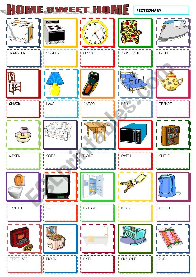 Home Sweet Home PICTIONARY worksheet