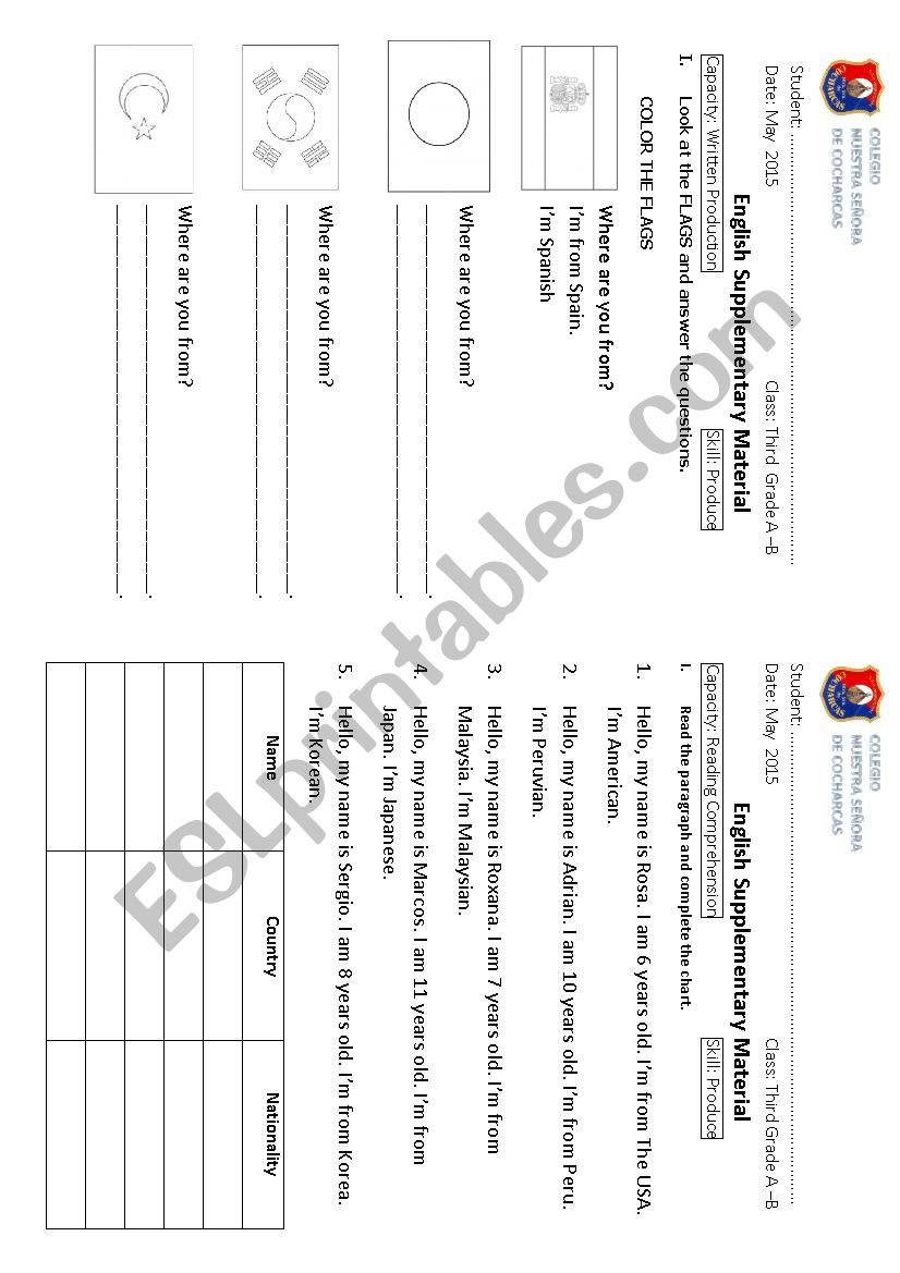 Where are you from? worksheet
