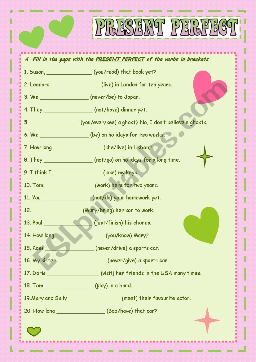 Present Perfect Simple worksheet