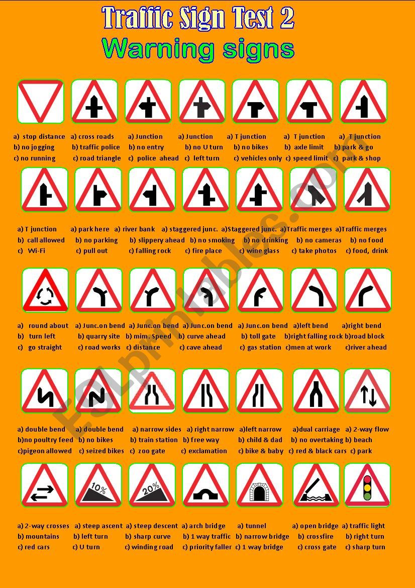 Traffic Sign Test 2 worksheet