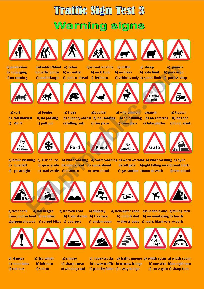 Traffic Sign Test 3 worksheet