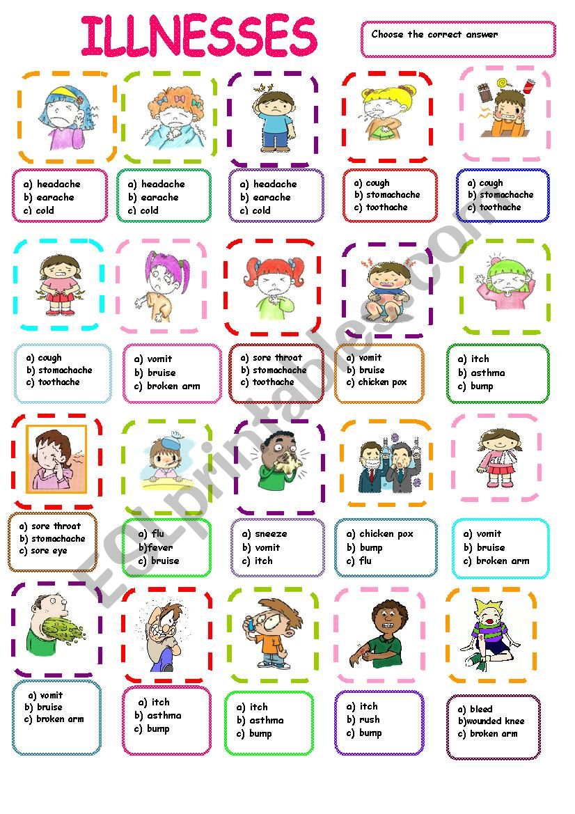 ILLNESSES MULTIPLE CHOICE ACTIVITY