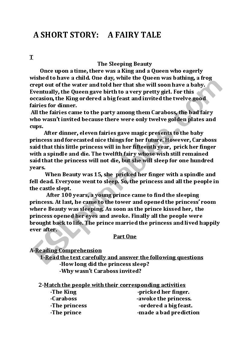 the sleeping beauty worksheet