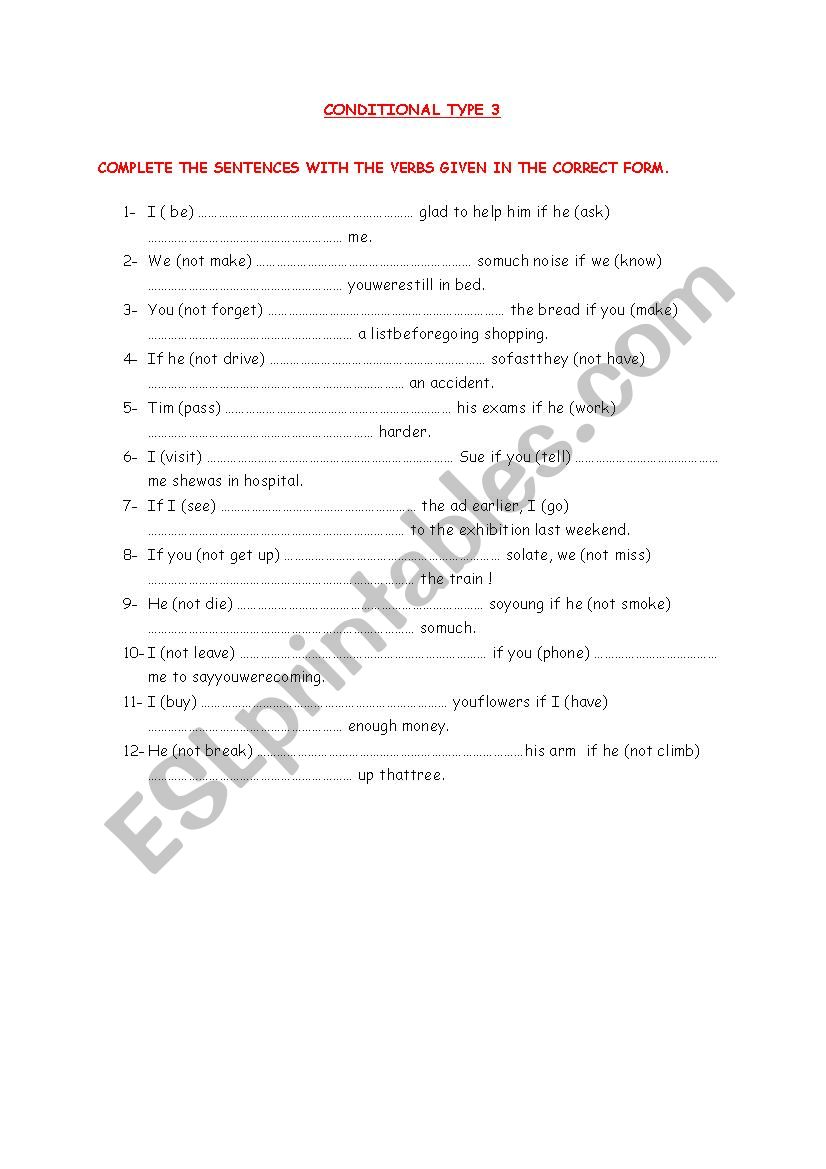 CONDITIONAL TYPE3 worksheet
