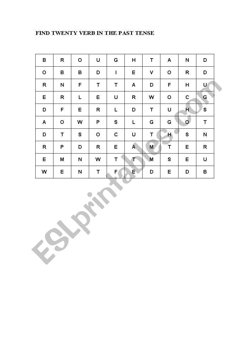 FIND VERBS IN PAST worksheet