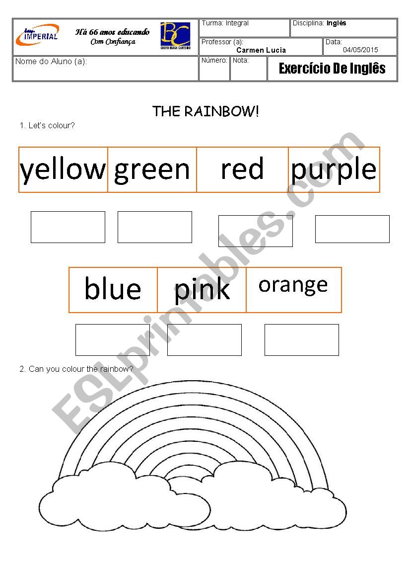 colors worksheet