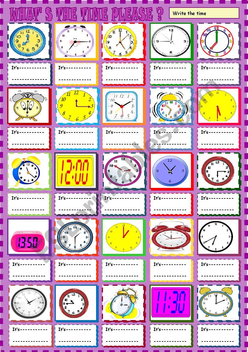 Whats the time ? worksheet