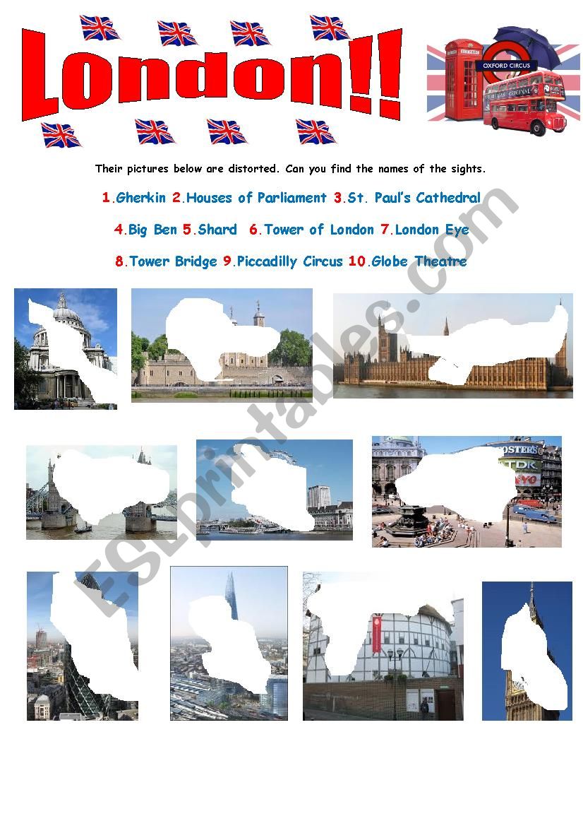 Sightseeing In London worksheet