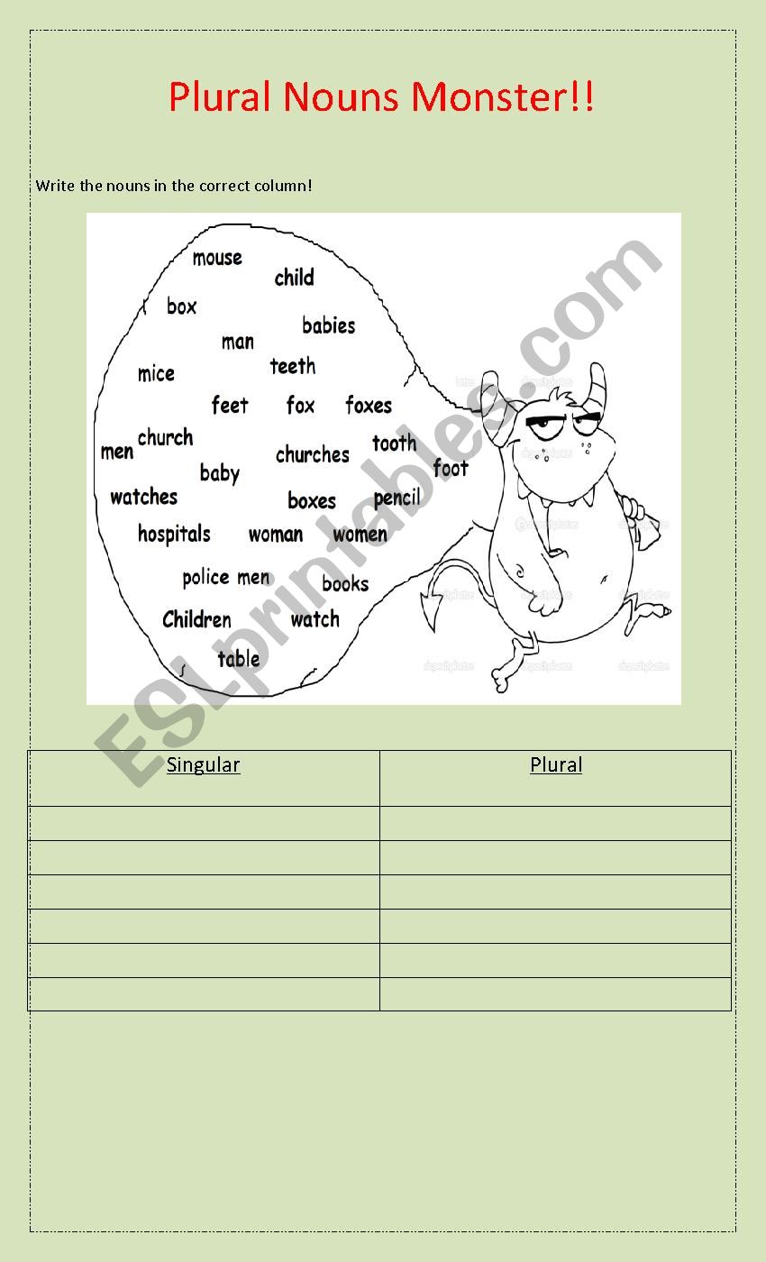 Plural Nouns worksheet