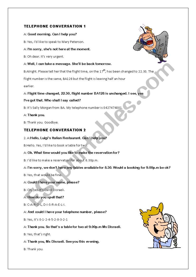 Telephone Conversation worksheet