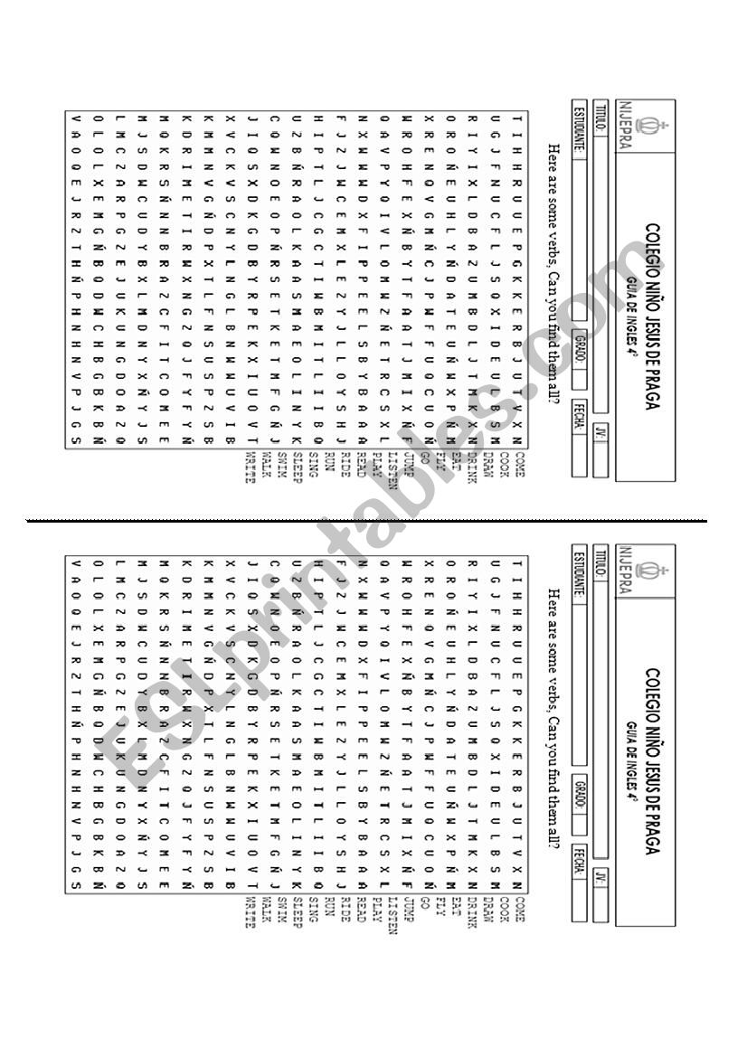 Action verbs worksheet