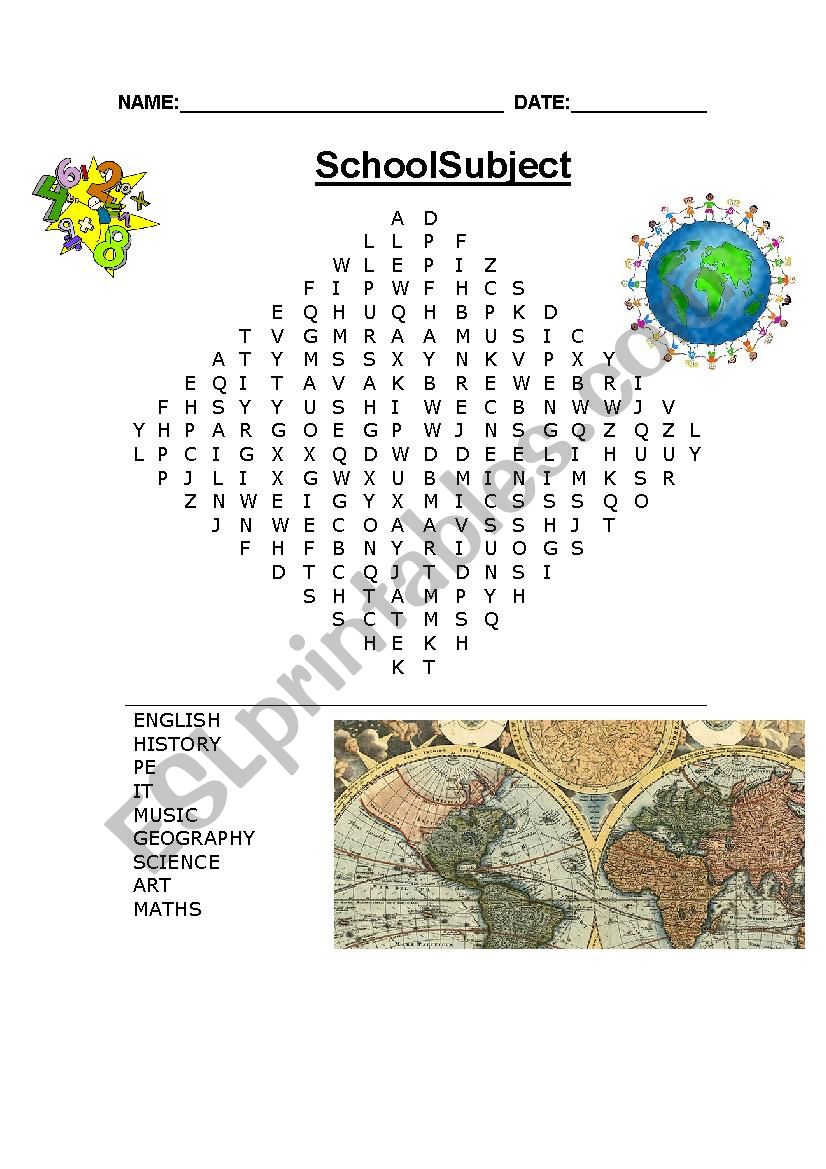 Word search worksheet