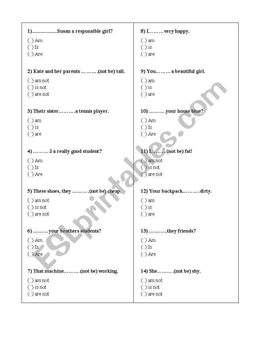 Practicing verb to be - Simple Present
