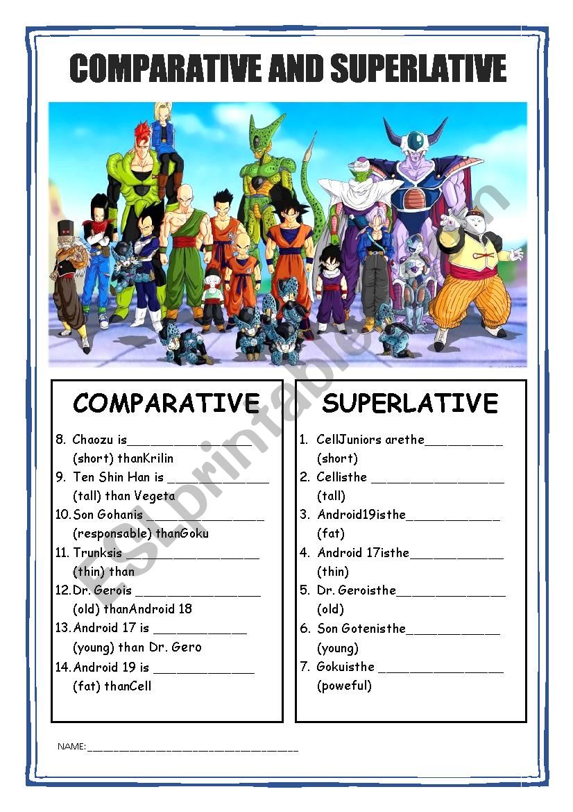 Comparative and Superlative - Dragon Ball