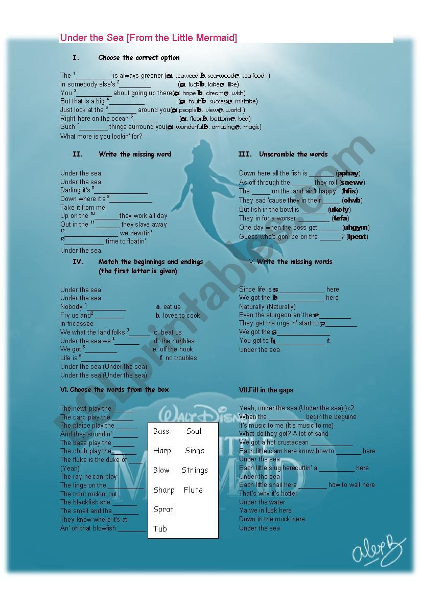 Under the Sea worksheet