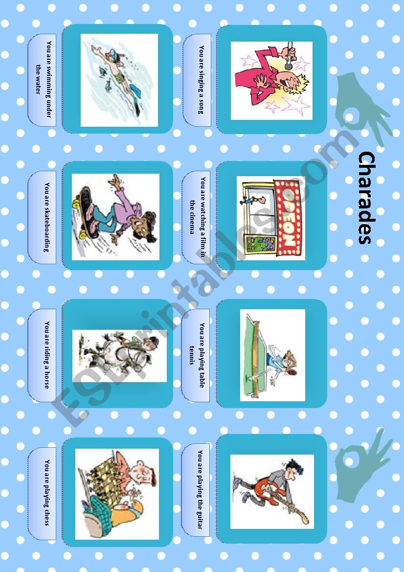 Charades game worksheet