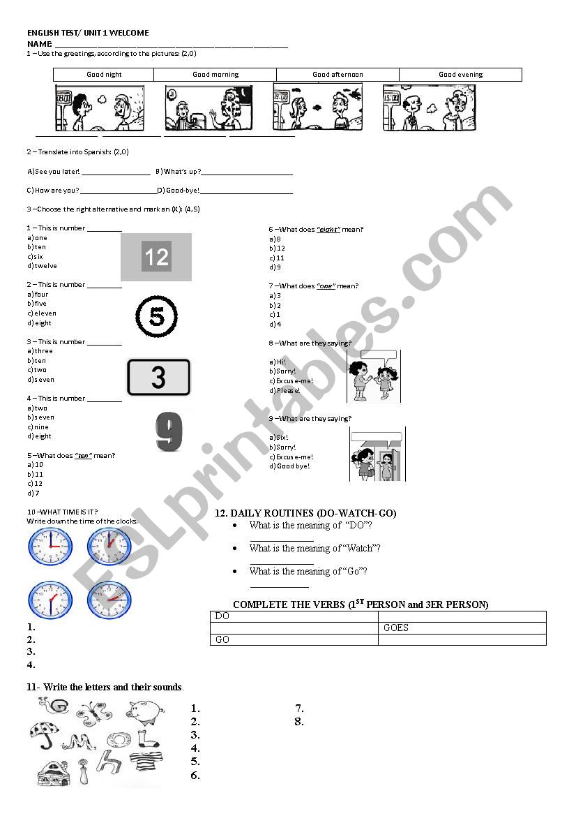 EXAM FOR KIDS BASIC worksheet