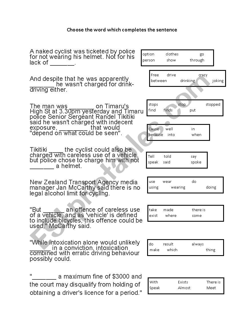 Comprehension and context practice 