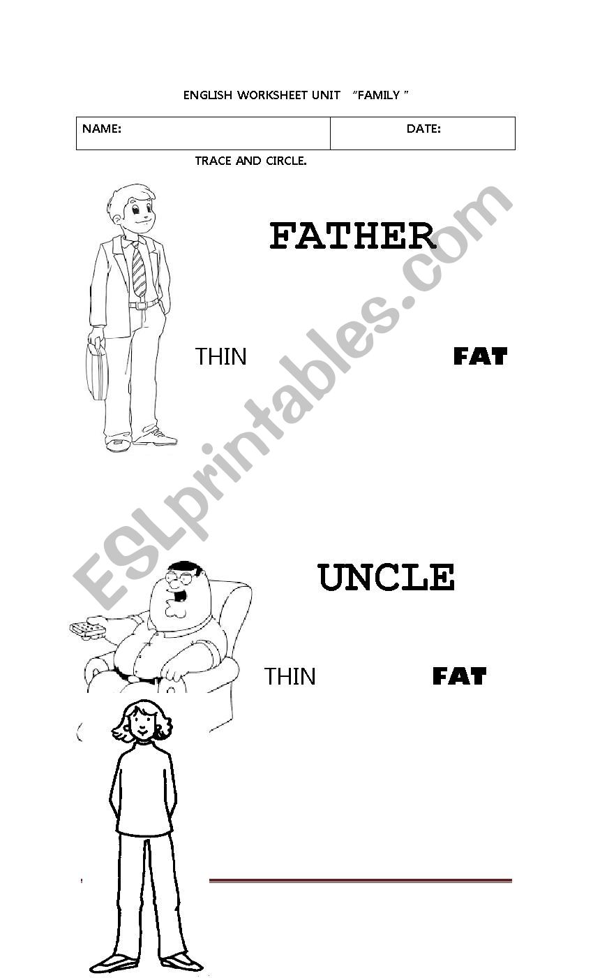 Family cut outs worksheet