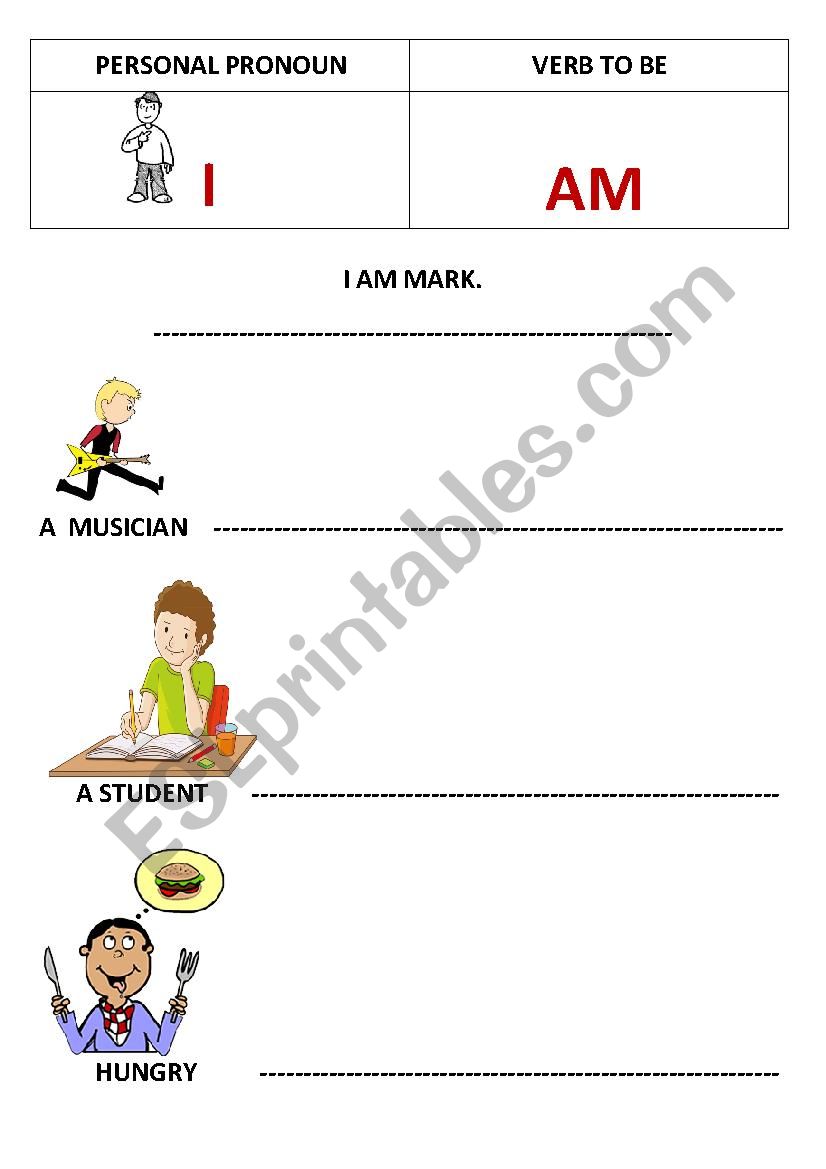 VERB TO BE - I AND YOU worksheet