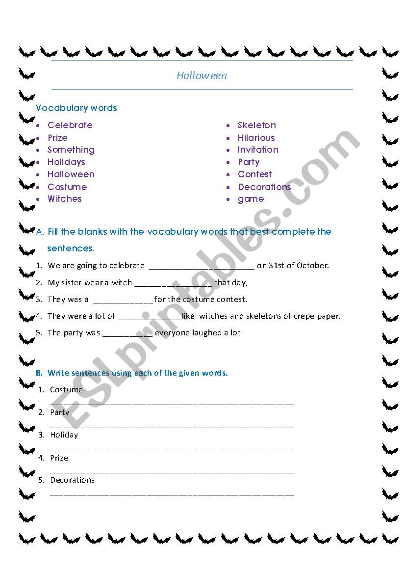 Halloween worksheet