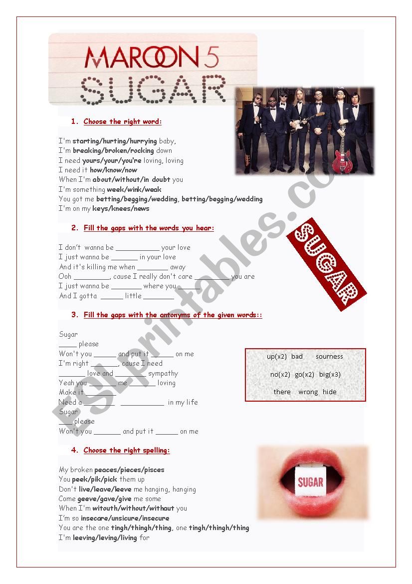 Sugar Marron 5 worksheet