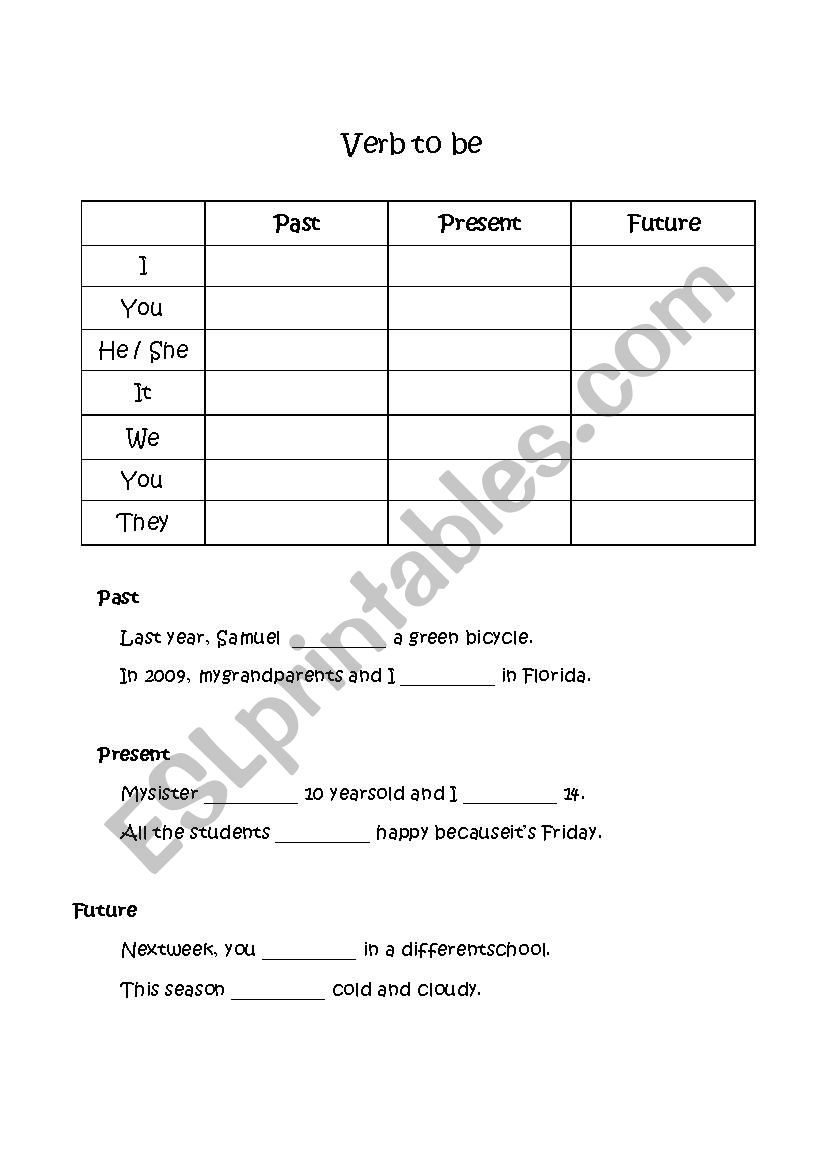To be - Notes worksheet