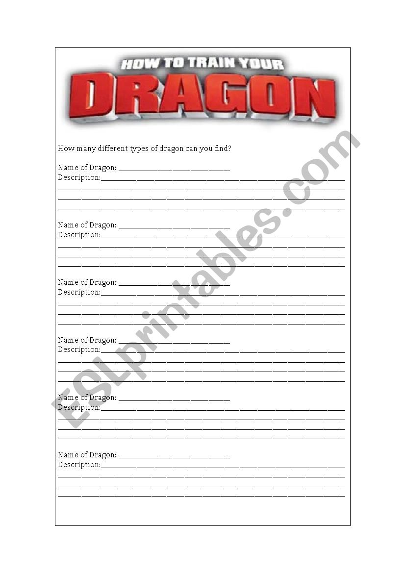 How to Train Your Dragon worksheet