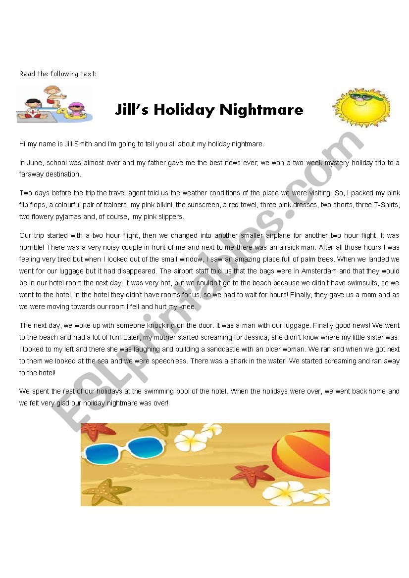 holiday nightmare worksheet