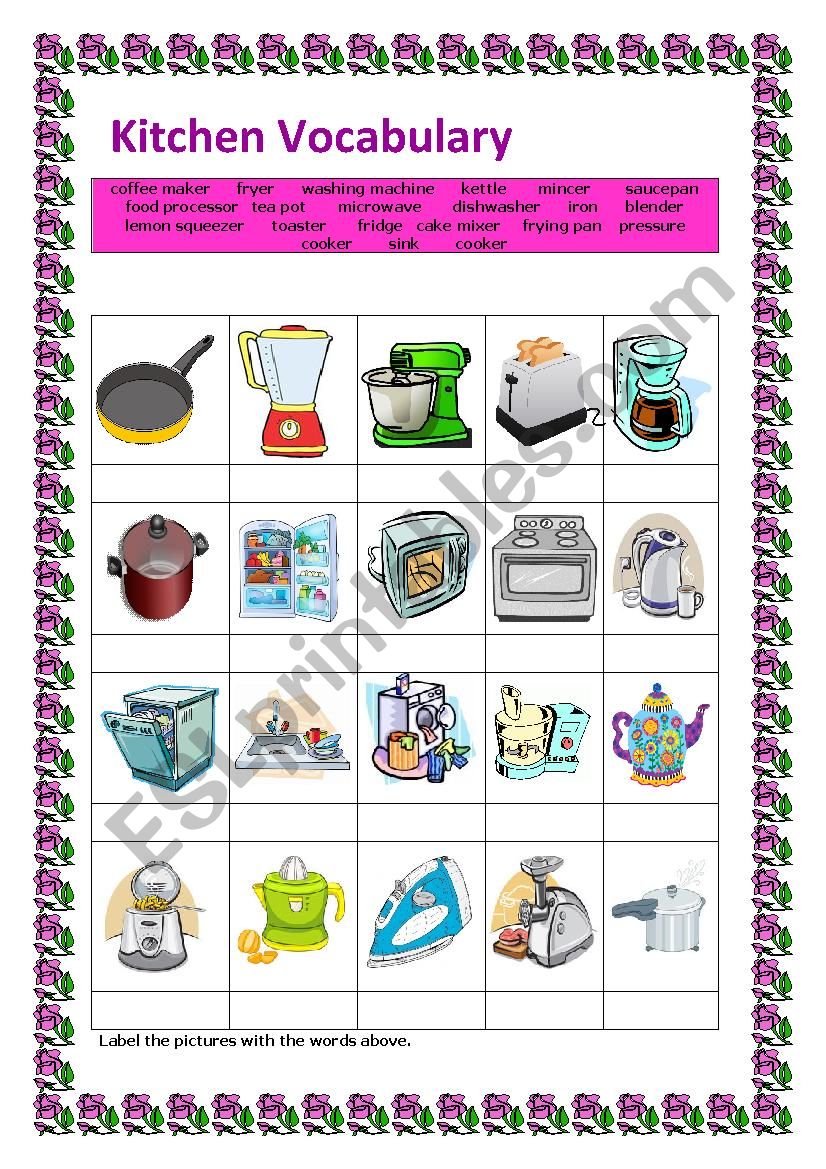 Kitchen Vocabulary worksheet