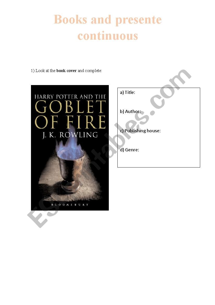 Books and present continuous worksheet