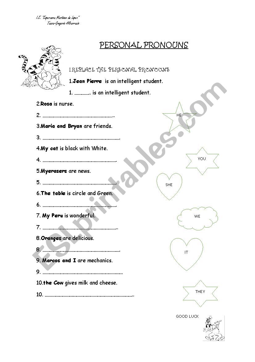     PERSONAL PRONOUNS worksheet