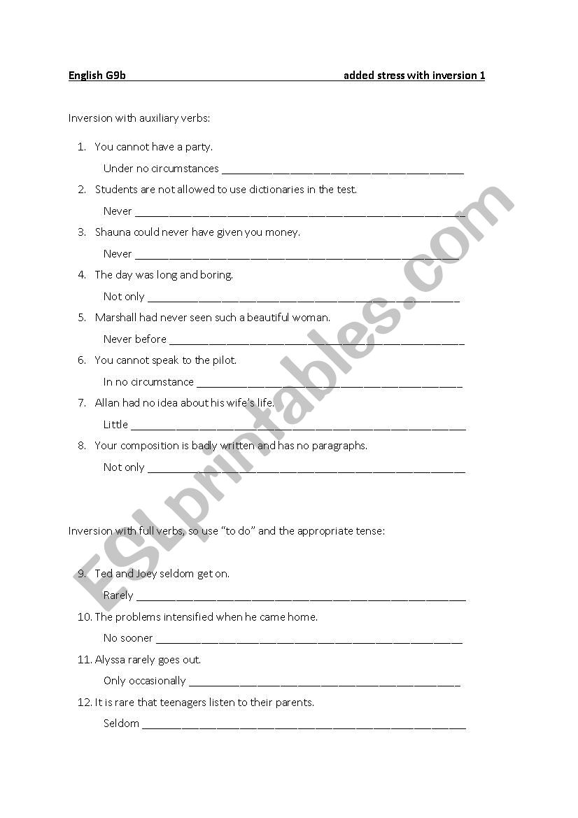 Inversion worksheet