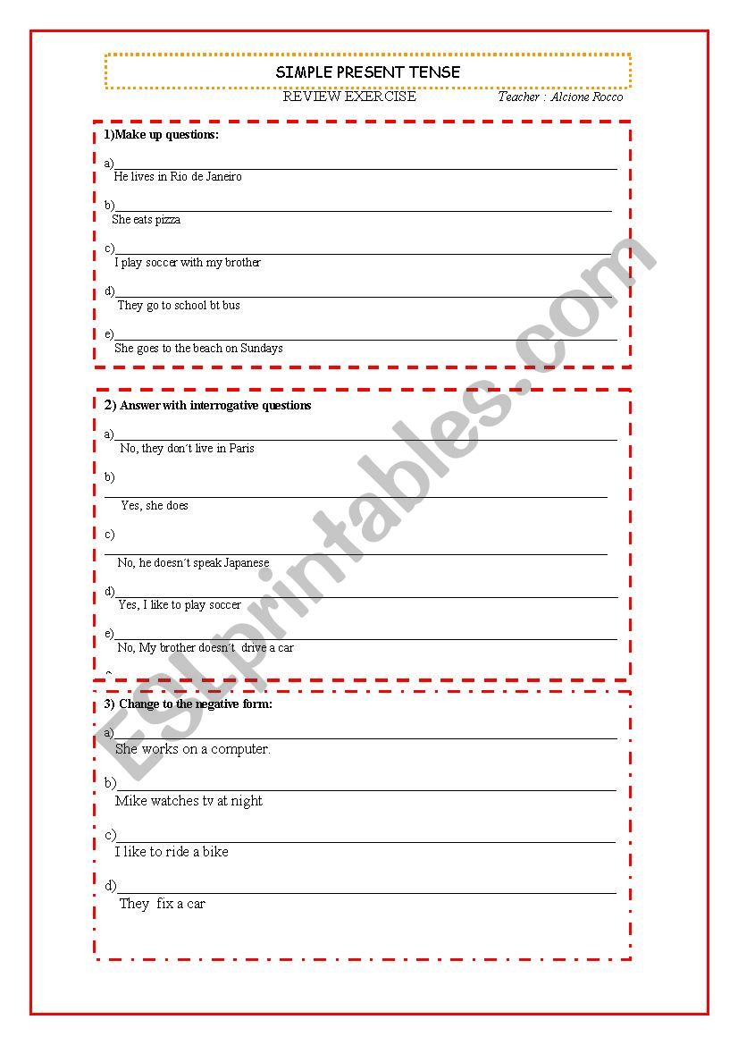 Present Simple Tense worksheet