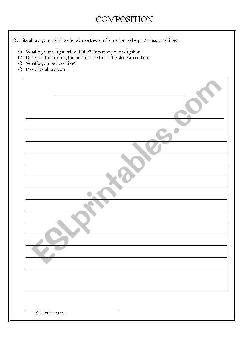 DESCRIBING PEOPLE COMPOSITION worksheet