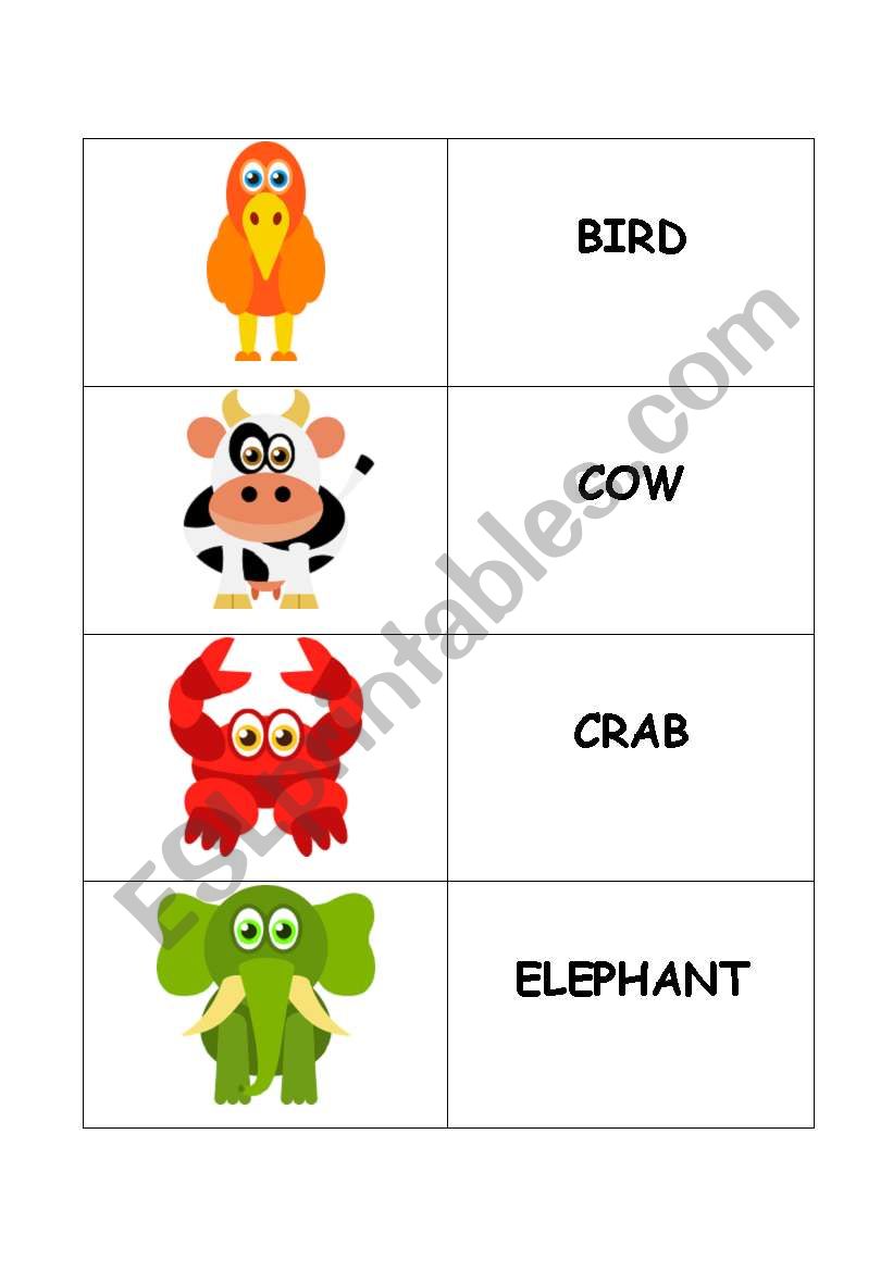 ANIMALS - FLASHCARDS worksheet